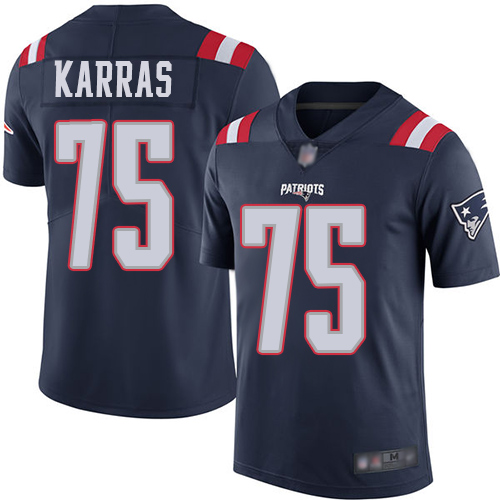 New England Patriots Football 75 Rush Vapor Untouchable Limited Navy Blue Men Ted Karras NFL Jersey